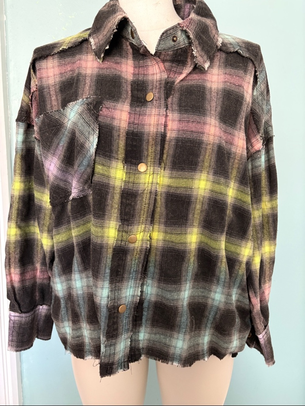 Oli & Hali Women's Multicolor Plaid Button-Down Shirt Jacket